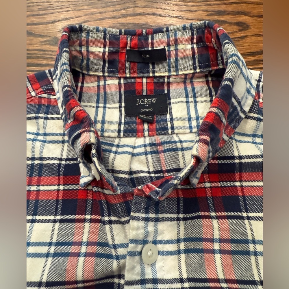 J. Crew tartan Oxford slim shirt M